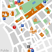 Stadtplan der Sehenswürdigkeiten der Innenstadt von Fulda