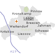 Lage einiger Orte im Stadtgebiet von Laage
