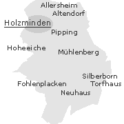 Lage einiger Orte im Stadtgebiet von Holzminden