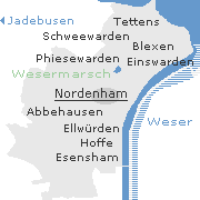 Lage einiger Orte im Stadtgebiet von Nordenham