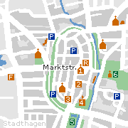 Plan einiger Sehenswürdigkeiten in der Altstadt von Stadthagen in Niedersachsen