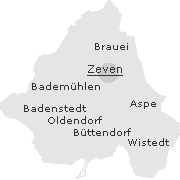 Lage einiger Orte im Stadtgebiet von Zeven