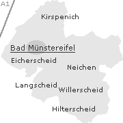 Euskirchen, lage einiger Stadtteileim Stadtgebiet