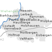 Lage einiger Ortsteile im Stadtgebiet von Lübbecke