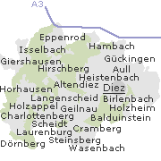 Lage der Orte im Stadtgebiet von Diez