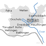 Lage einiger Orte im Stadtgebiet von Merzig