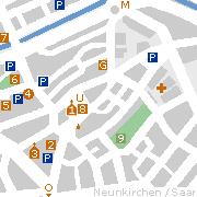 einige Sehenswürdigkeiten bzw. markante Stellen in der Innenstadt von Neunkirchen im Saarland