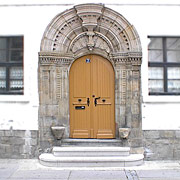 weißenfels, Kantorenhaus, Portal mit Sitznische