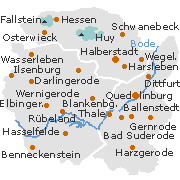Harzkreis in Sachsen-Anhalt, Karte mit Lage der größeren Städte