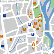 Merseburg, Stadtplan der Sehenswürdigkeiten in der Innenstadt