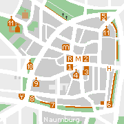 Naumburg, Stadtplan der Sehenswürdigkeiten in der Innenstadt