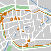 Mühlhausen, Stadtplan mit Sehenswürdigkeiten in der Altstadt